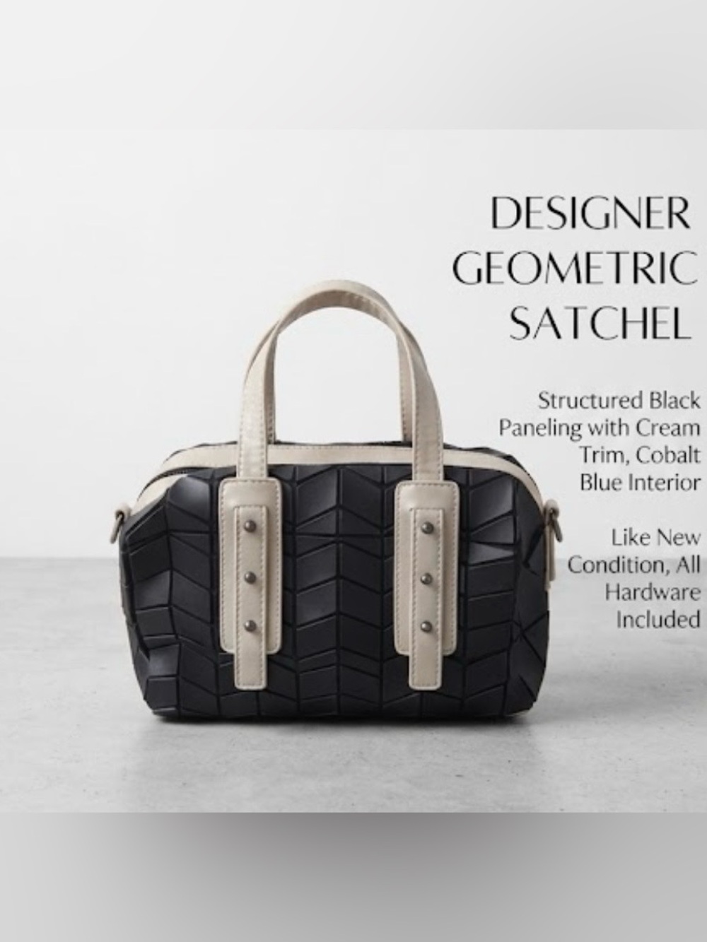 Patrizia Luca Geometric Black and Off-White Top Handle Bag
